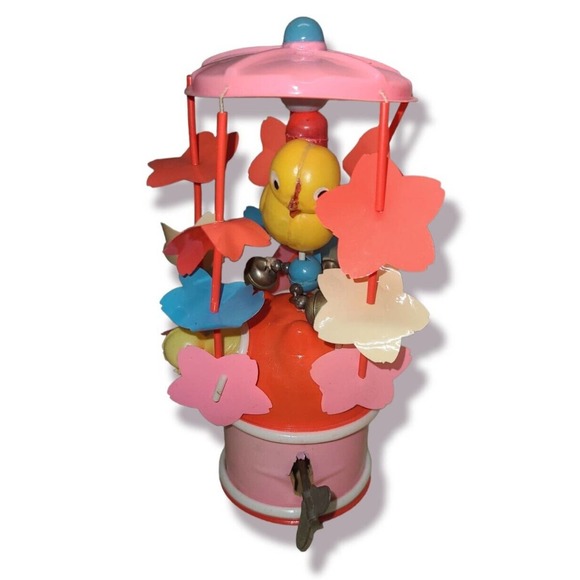 Vintage 1940's (Japan) Celluloid Wind-up Mechanical SPINNING CHICKS Toy WORKS!!! - Picture 2 of 3